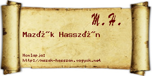 Mazák Hasszán névjegykártya